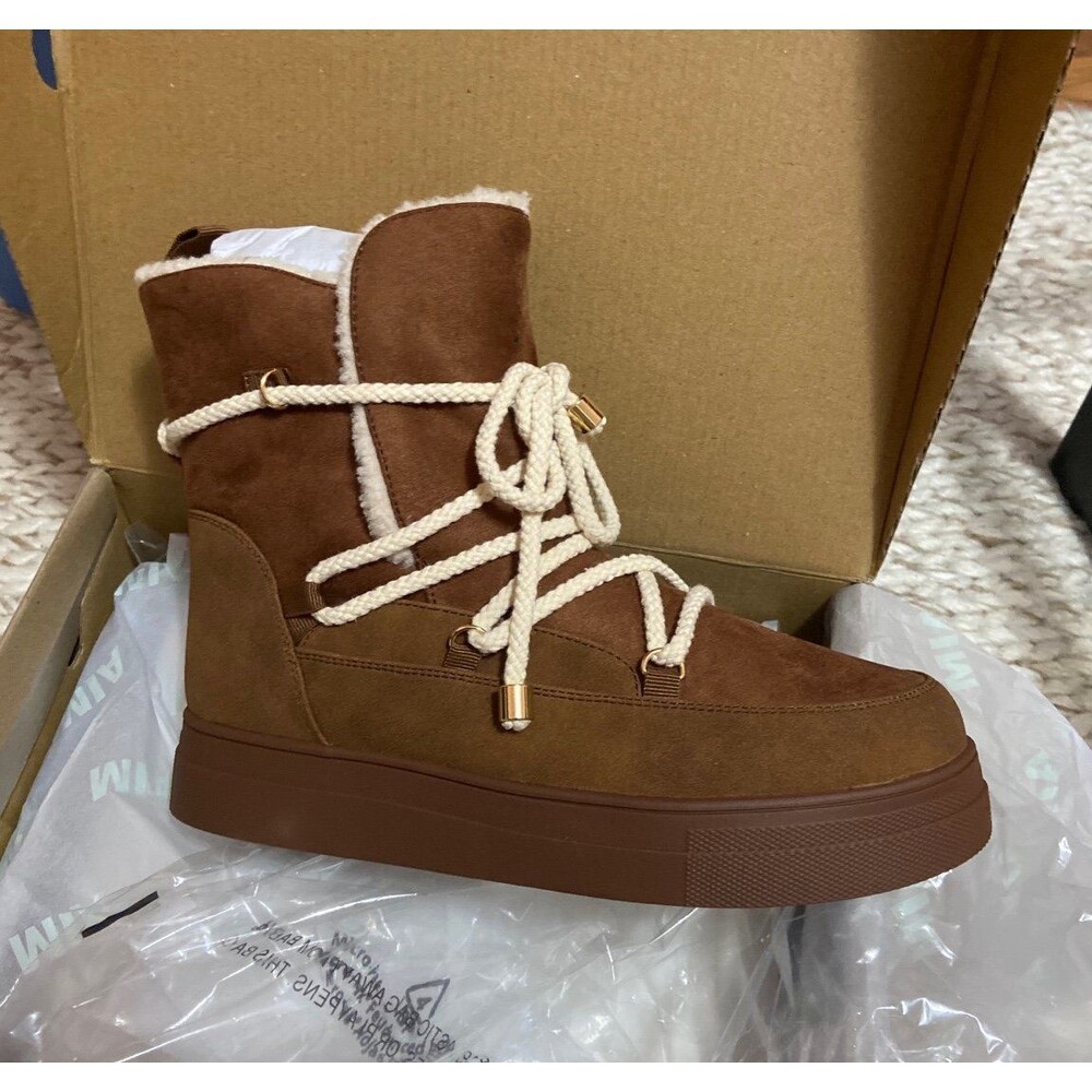 MIA boots 7.5 Mia booties 7 1/2 Sherpa lined mia shoes COGNAC  brown boots NEW
